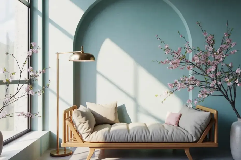Arched Alcove Daybed Corner in Teal - Cozy Living Room Inspiration