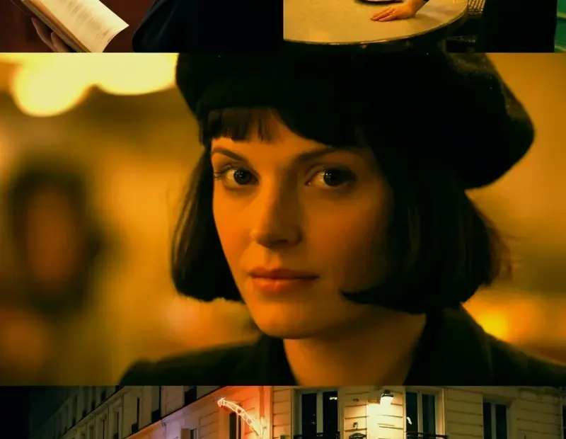 Film photography inspiration from Amélie (2001): cinematic collage of Parisian moments and close-ups