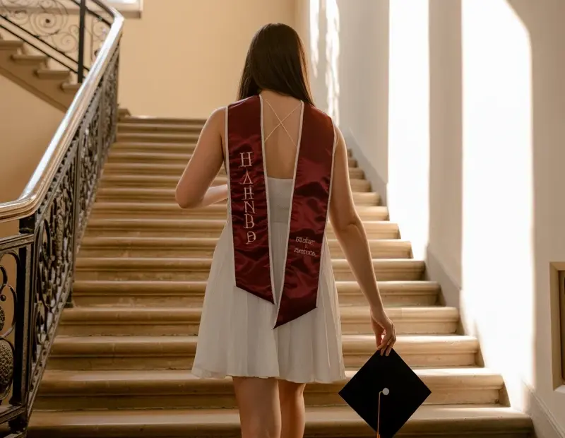 Graduation Shoot Lookbook Ideas | White Dress on Stone Staircase | Film Photography Inspo