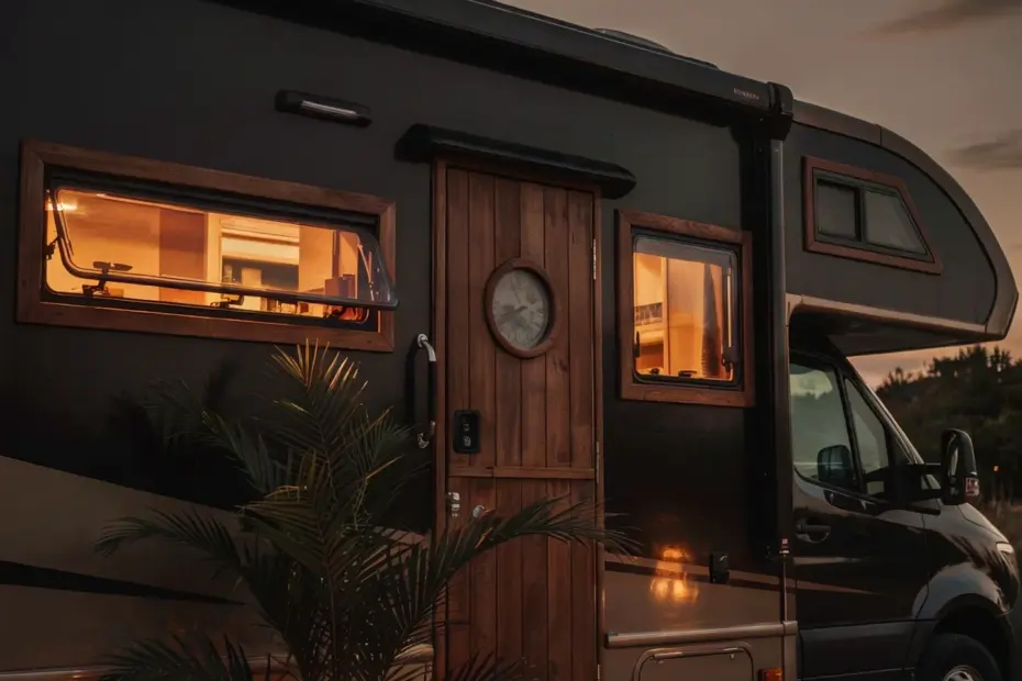 Dark and Moody RV Renovation Ideas | Preserved Moss Wall & Motorhome Interior Design